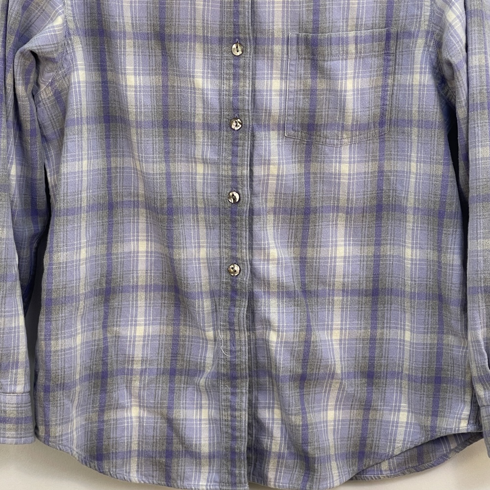 L.L.Bean Lavender Purple Plaid Flannel Shirt Long Sleeve Medium - Picture 3 of 5